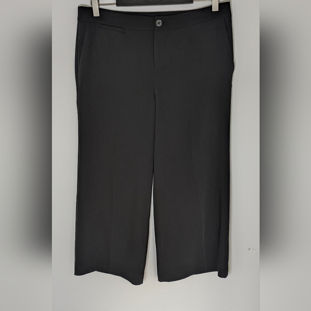 Ralph Lauren Women's Black Wide Leg High Rise Cropped Dress Pants Size 10 P EUC